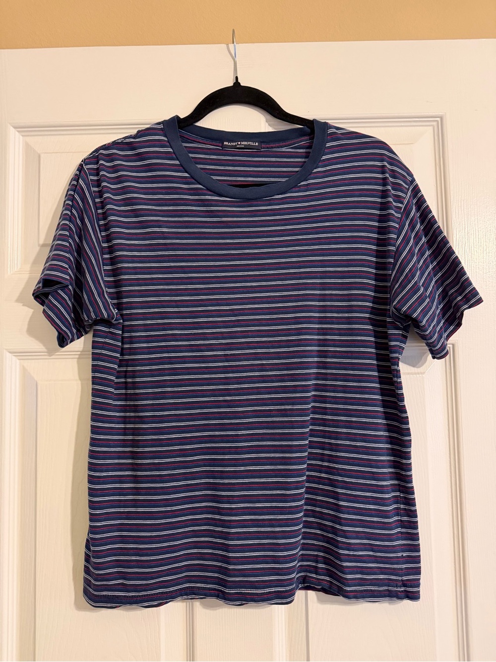 Brandy Melville Classic Navy, Red and White Stripe Short Sleeve Tee Shirt